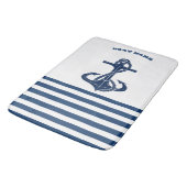 Tapis De Bain Nom du bateau nautique, Ancre Bleu Bleu Bleu Blanc (Angle)