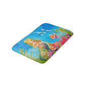 Tapis De Bain Nom du monogramme bleu turquoise Mermaid (Angle)