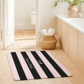 Tapis De Bain Nom Du Monogramme En Gris Rose Et Noir