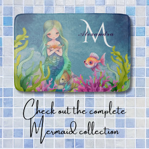 Tapis De Bain Nom du monogramme mignon Sirène