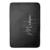 Tapis De Bain Nom du monogramme moderne Script noir blanc (devant Vertical)