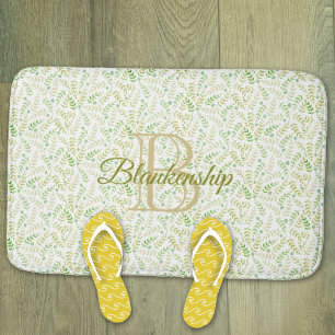 Tapis De Bain Nom du monogramme personnalisé Nature Fern Motif f