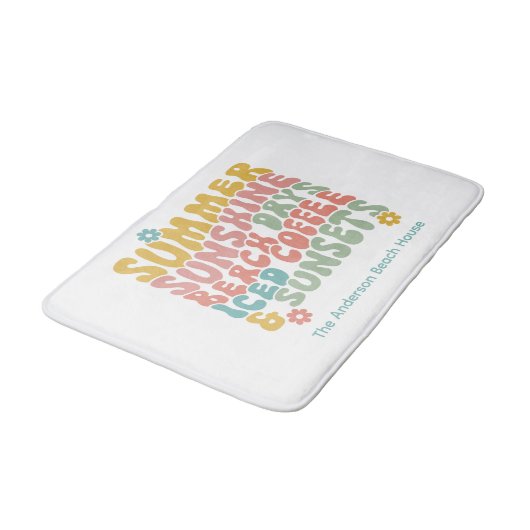 Tapis De Bain Nom du monogramme rose d'été Super (Angle)