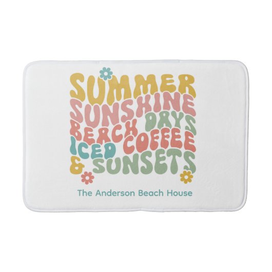 Tapis De Bain Nom du monogramme rose d'été Super (Devant)