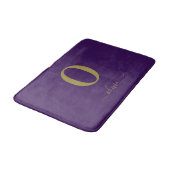 Tapis De Bain Nom Du Script Monogramme Personnalisé Purple Et Or (Angle)