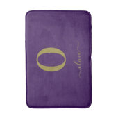 Tapis De Bain Nom Du Script Monogramme Personnalisé Purple Et Or (Devant (Vertical))