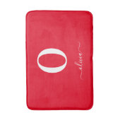 Tapis De Bain Nom du script Monogramme Personnalisé Rouge Et Bla (Devant (Vertical))