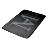 Tapis De Bain Nom du script turquoise, Monogramme gris grand sur (Angle)