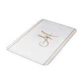 Tapis De Bain Nom élégant en écriture dorée monogrammée blanc (Angle)
