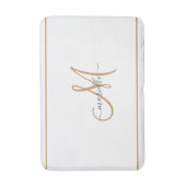 Tapis De Bain Nom élégant en écriture dorée monogrammée blanc (Devant (Vertical))
