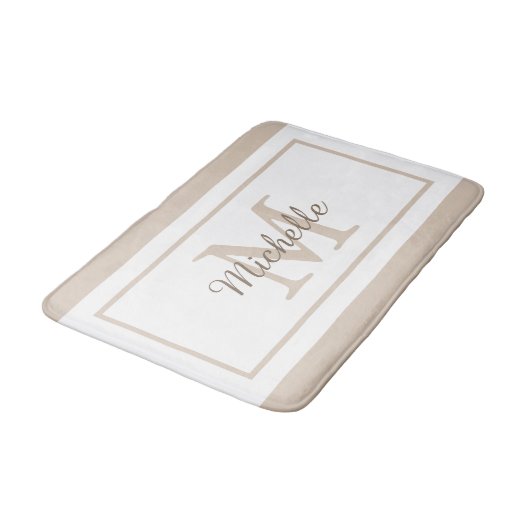 Tapis De Bain Nom élégant en écriture monogramme (Angle)