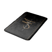 Tapis De Bain Nom élégant en monogramme noir or script (Angle)