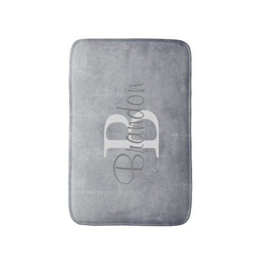 Tapis De Bain Nom élégant monogramme gris rustique (Devant (Vertical))