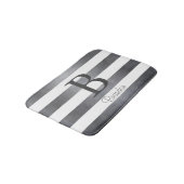 Tapis De Bain Nom élégant monogramme rayé Gris (Angle)
