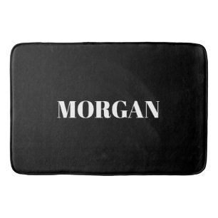 Tapis De Bain Nom en gras blanc sur noir