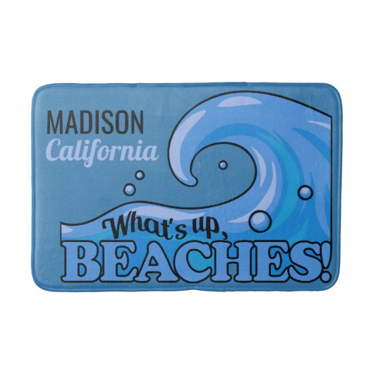 Tapis De Bain Nom et emplacement personnalisés Funny Beach Wave (Devant)