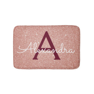 Tapis De Bain Nom et initiale roses de monogramme de parties