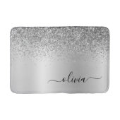 Tapis De Bain Nom Féminin Glitter Argent Noir Écriture Monogramm (Devant)