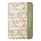 Tapis De Bain Nom Fleur Orange Citron Ruban Pêche (devant Vertical)