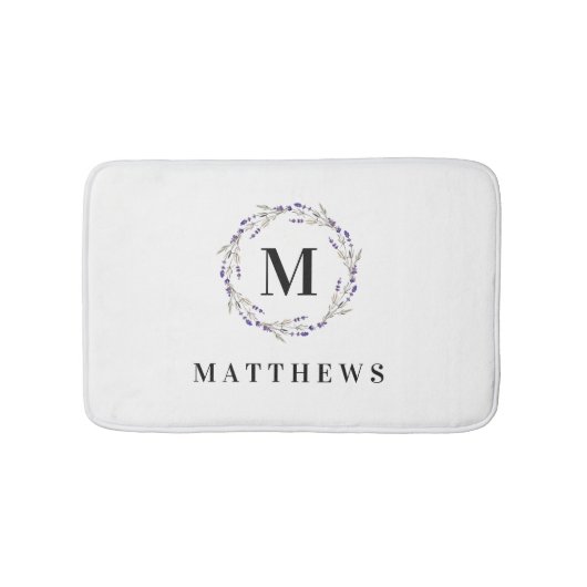 Tapis de bain - nom floral de monogramme de cercle (Devant)