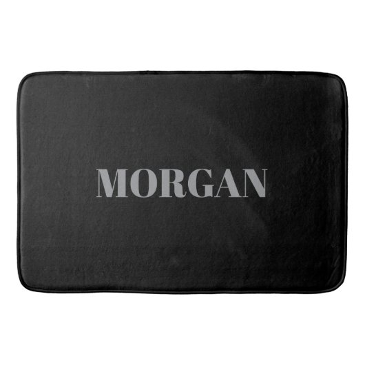 Tapis De Bain Nom Gris Gras sur Noir (Devant)
