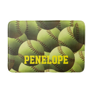 Tapis De Bain Nom jaune du base-ball en texte jaune