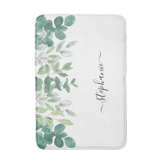 Tapis De Bain Nom Monogram Eucalyptus Vert  (Devant (Vertical))
