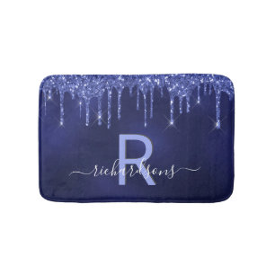 Tapis De Bain Nom monogramme de la parties scintillant bleue mar