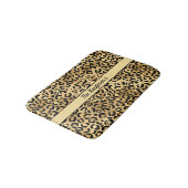 Tapis De Bain Nom Monogramme Imprimé Léopard Noir Or Cheetah (Angle)