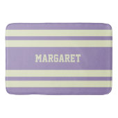 Tapis De Bain Nom monogramme moderne style violet blanc  (Devant)