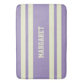 Tapis De Bain Nom monogramme moderne style violet blanc  (devant Vertical)