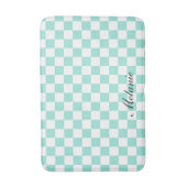 Tapis De Bain Nom monogramme Monnaie moderne et À damiers blanc (Devant (Vertical))