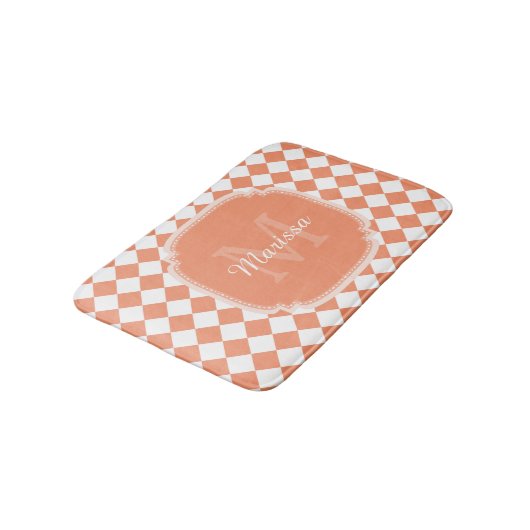 Tapis De Bain Nom Monogrammé - orange clair tendance (Angle)