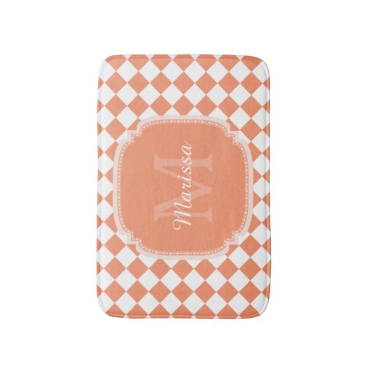 Tapis De Bain Nom Monogrammé - orange clair tendance (Devant (Vertical))