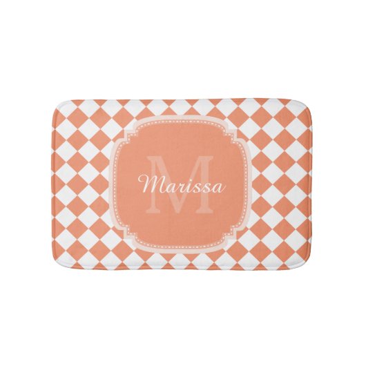 Tapis De Bain Nom Monogrammé - orange clair tendance (Devant)
