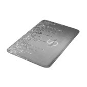 Tapis De Bain Nom Monogramme Paillettes Argentées (Angle)