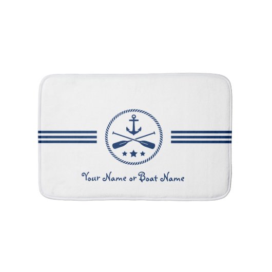 Tapis De Bain Nom ou bateau Ancre nautique et Oars croisés Marin (Devant)