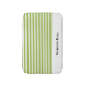 Tapis De Bain Nom personnalisé bandes vert et blanc (Devant (Vertical))