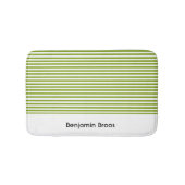 Tapis De Bain Nom personnalisé bandes vert et blanc (Devant)
