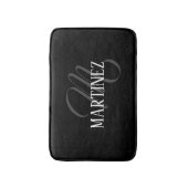 Tapis De Bain Nom Personnalisé Black Elegant | Nom (Devant (Vertical))