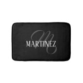 Tapis De Bain Nom Personnalisé Black Elegant | Nom (Devant)