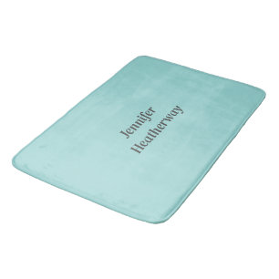 Tapis De Bain Nom personnalisé bleu aqua minimaliste
