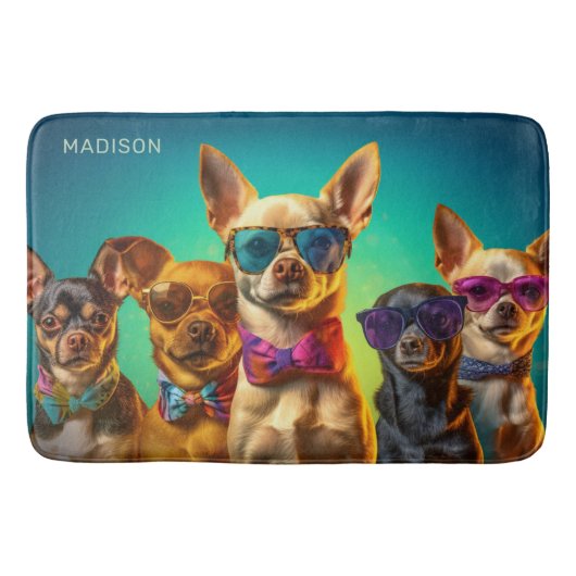 Tapis De Bain Nom personnalisé Chiens amusants (Devant)
