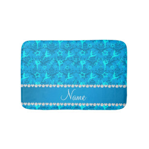 Tapis De Bain Nom personnalisé ciel bleu damassé gymnastique