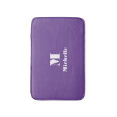 Tapis De Bain Nom personnalisé classique Initial Solid Purple (Devant (Vertical))