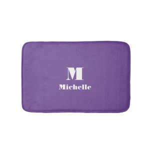 Tapis De Bain Nom personnalisé classique Initial Solid Purple