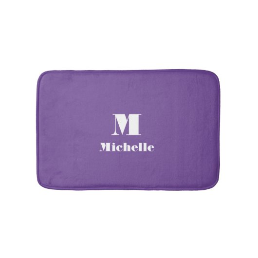 Tapis De Bain Nom personnalisé classique Initial Solid Purple (Devant)