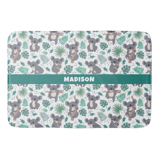 Tapis De Bain Nom personnalisé Cute Koalas Motif (Devant)