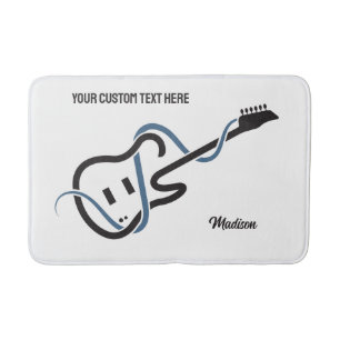 Tapis De Bain Nom personnalisé et texte de la guitare stylisée