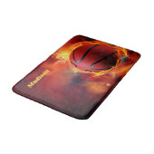 Tapis De Bain Nom personnalisé Flaming Basketball (Angle)